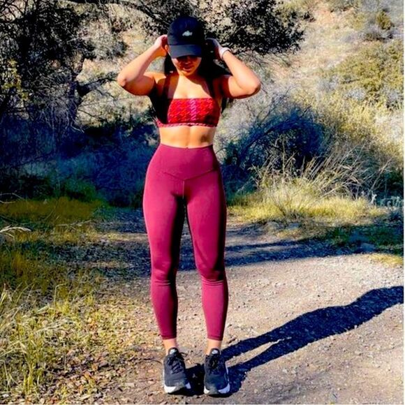 aerie L Vibrant Red Real Me 7/8 High Waisted Athletic Leggings - Picture 9 of 9